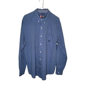 Chaps Button Down Shirt Mens Size XL Plaid  Blue Long Sleeve Easy Care